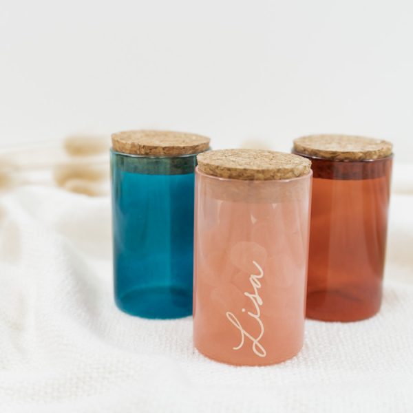 Pardon amplitude verwijzen KADECO | Glazen potje in gekleurd glas met kurken dop | Uniek geschenk